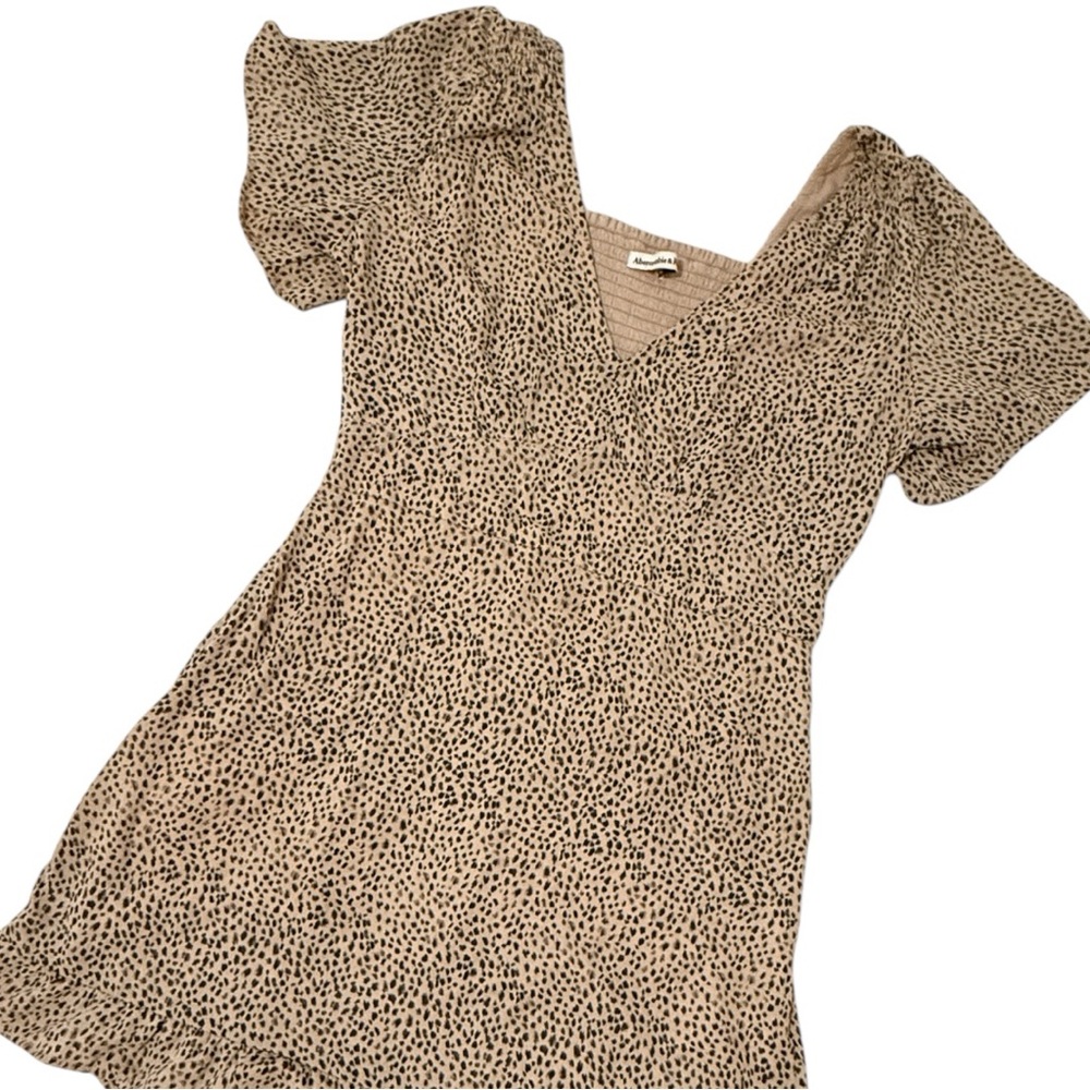 Abercrombie & Fitch Dress Womens Flowy Short Sleeve Dress Cheetah Print Pockets